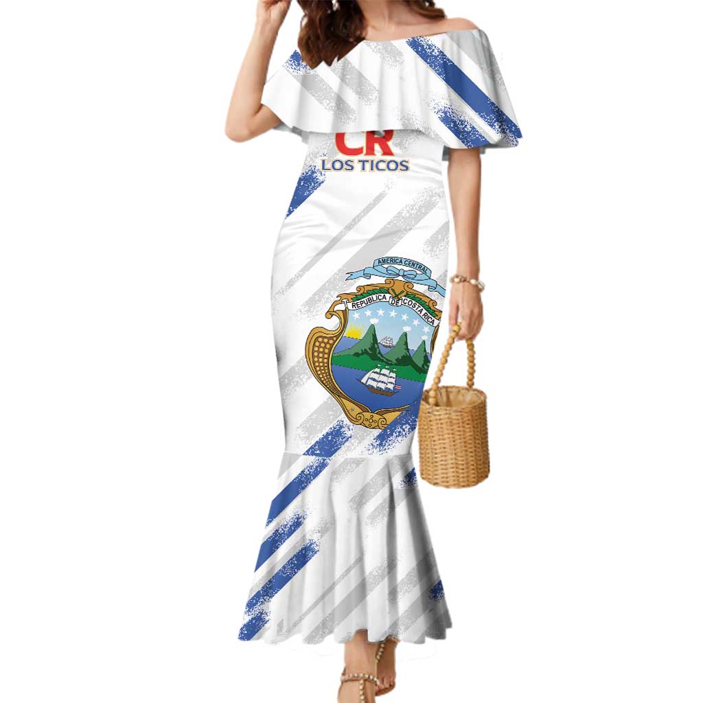 Custom Costa Rica Football Family Matching Mermaid Dress and Hawaiian Shirt Go Champions Los Ticos