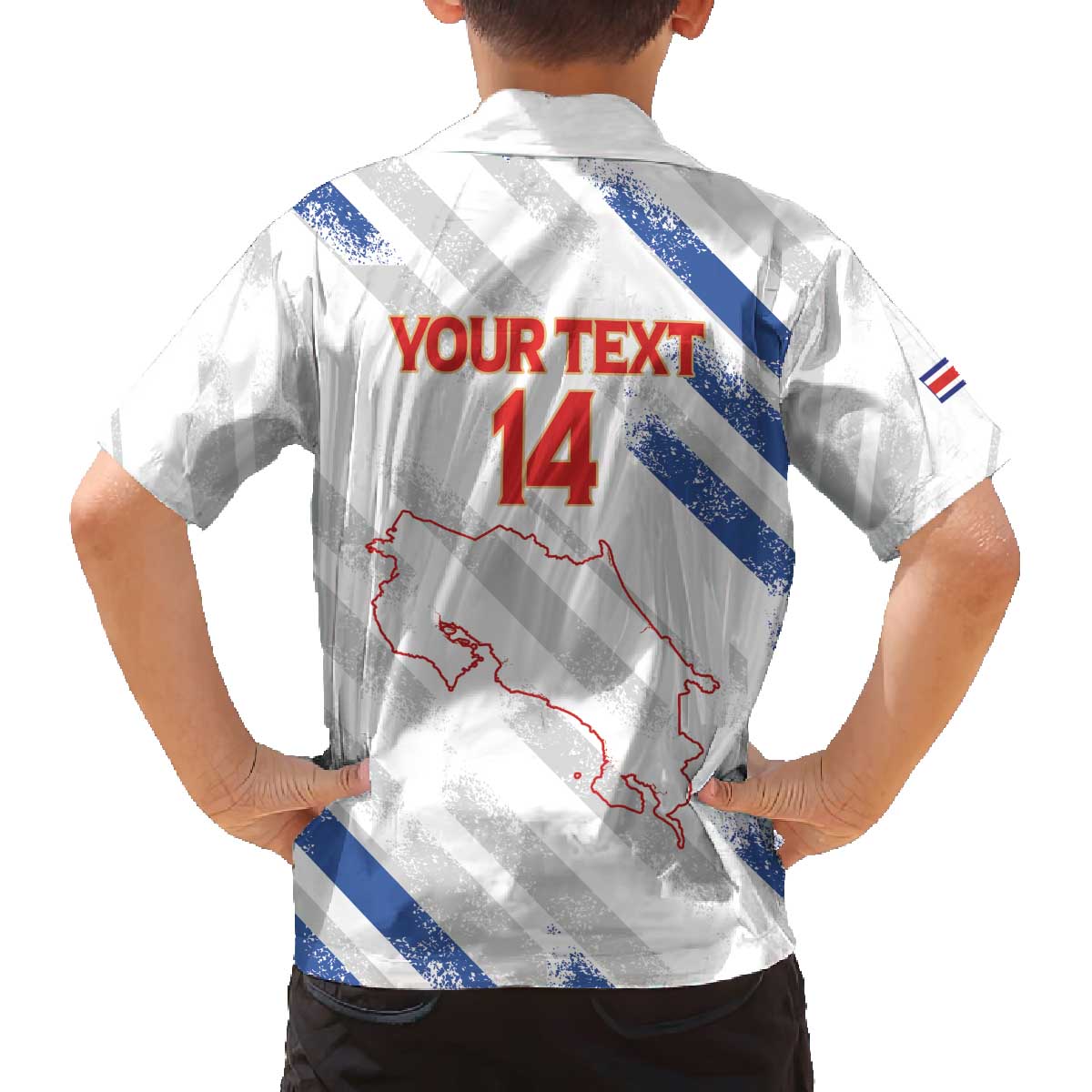 Custom Costa Rica Football Family Matching Off The Shoulder Long Sleeve Dress and Hawaiian Shirt Go Champions Los Ticos