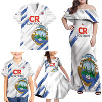 Custom Costa Rica Football Family Matching Off Shoulder Maxi Dress and Hawaiian Shirt Go Champions Los Ticos