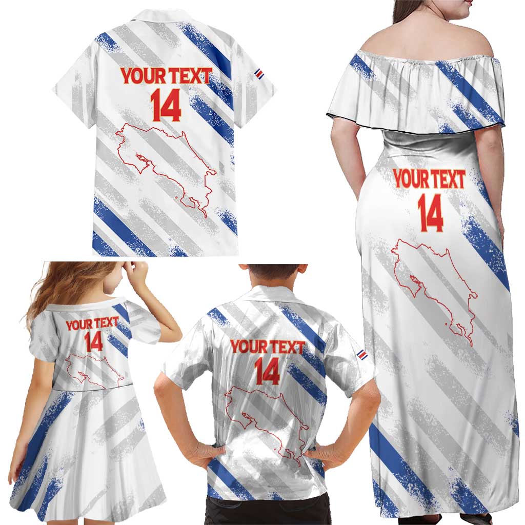 Custom Costa Rica Football Family Matching Off Shoulder Maxi Dress and Hawaiian Shirt Go Champions Los Ticos