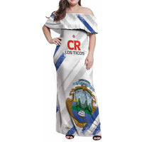 Custom Costa Rica Football Family Matching Off Shoulder Maxi Dress and Hawaiian Shirt Go Champions Los Ticos