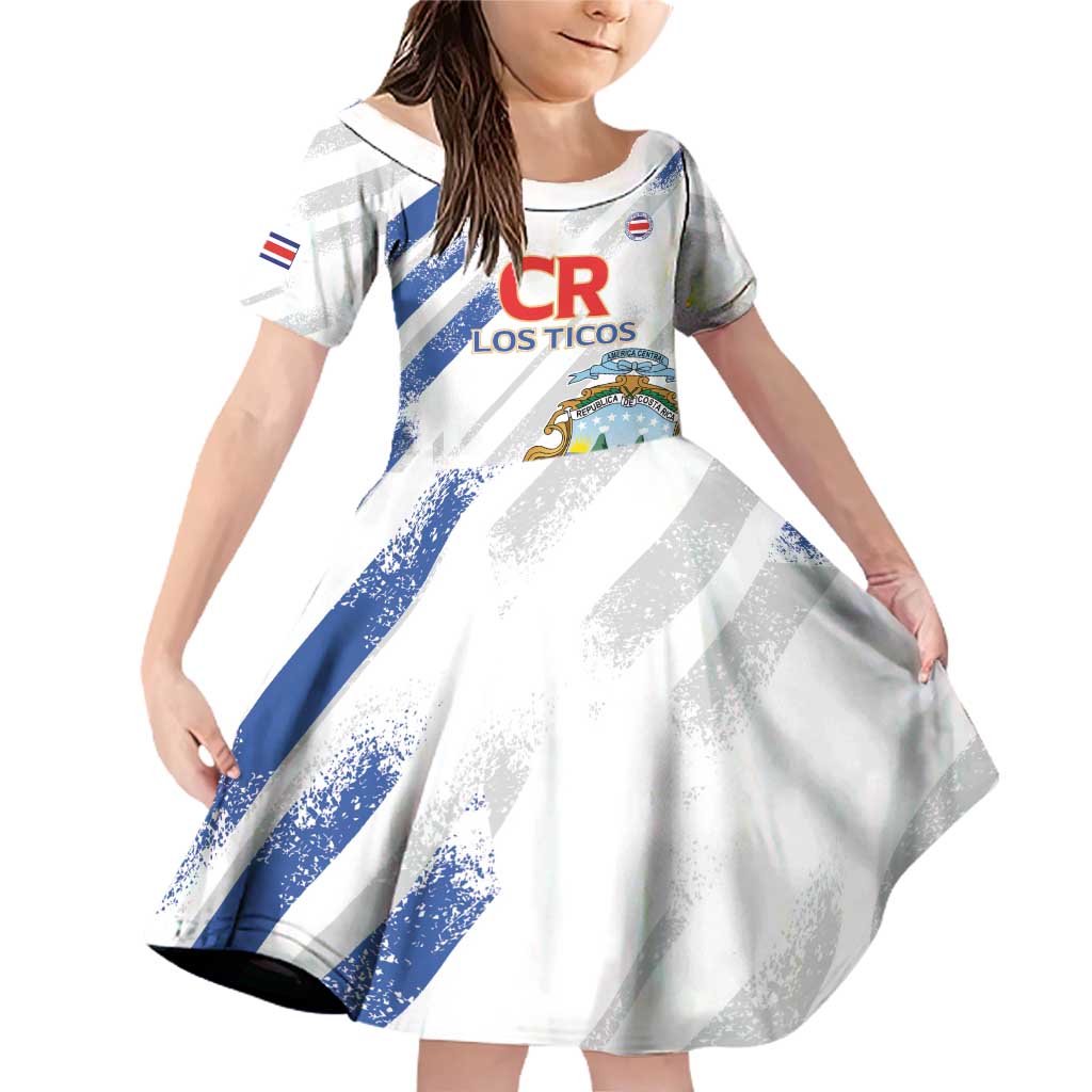 Custom Costa Rica Football Family Matching Off Shoulder Short Dress and Hawaiian Shirt Go Champions Los Ticos