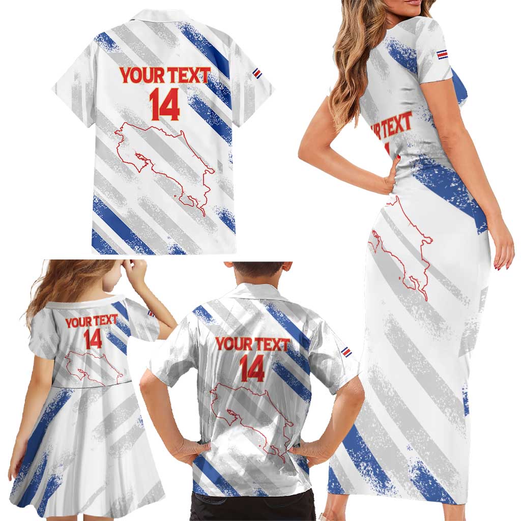 Custom Costa Rica Football Family Matching Short Sleeve Bodycon Dress and Hawaiian Shirt Go Champions Los Ticos