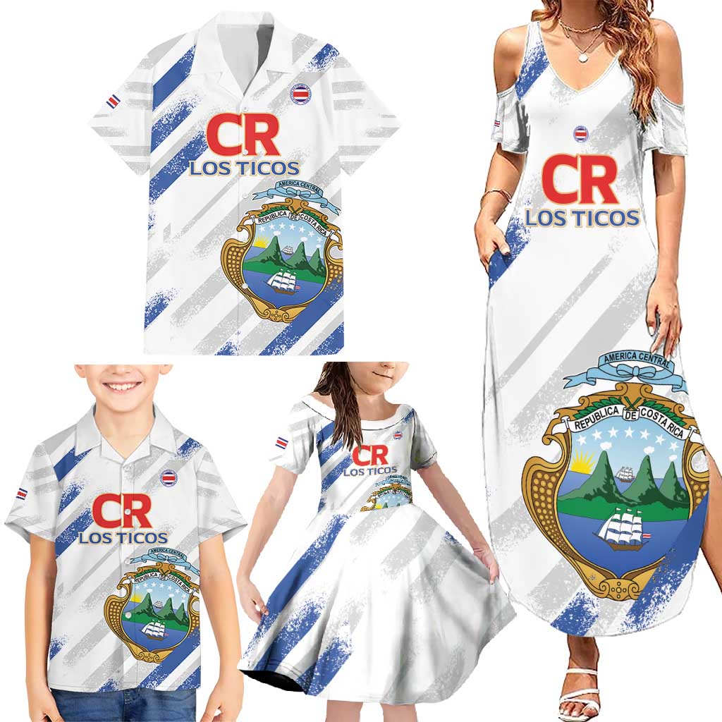 Custom Costa Rica Football Family Matching Summer Maxi Dress and Hawaiian Shirt Go Champions Los Ticos