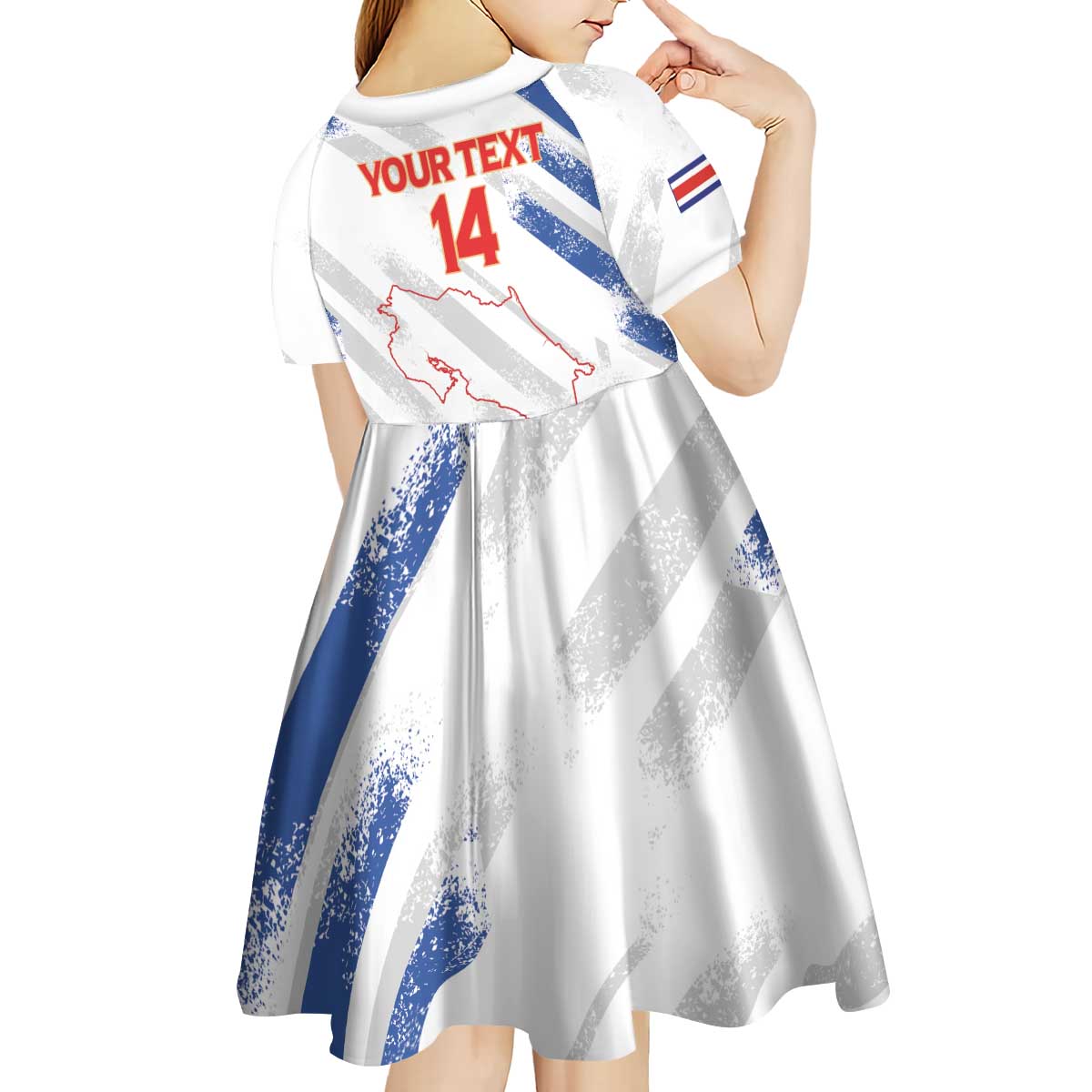 Custom Costa Rica Football Kid Short Sleeve Dress Go Champions Los Ticos