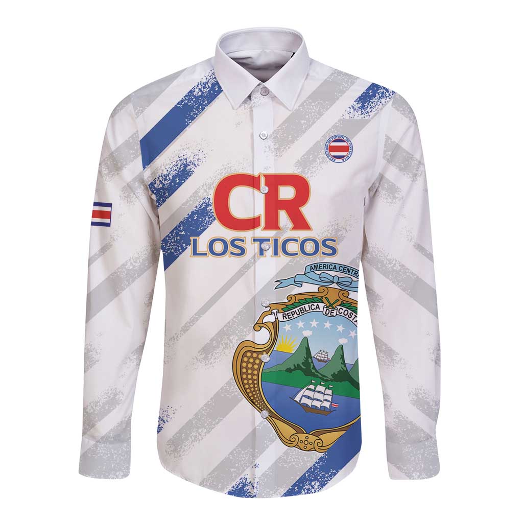 Custom Costa Rica Football Long Sleeve Button Shirt Go Champions Los Ticos