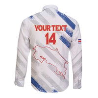 Custom Costa Rica Football Long Sleeve Button Shirt Go Champions Los Ticos