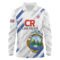 Custom Costa Rica Football Long Sleeve Polo Shirt Go Champions Los Ticos