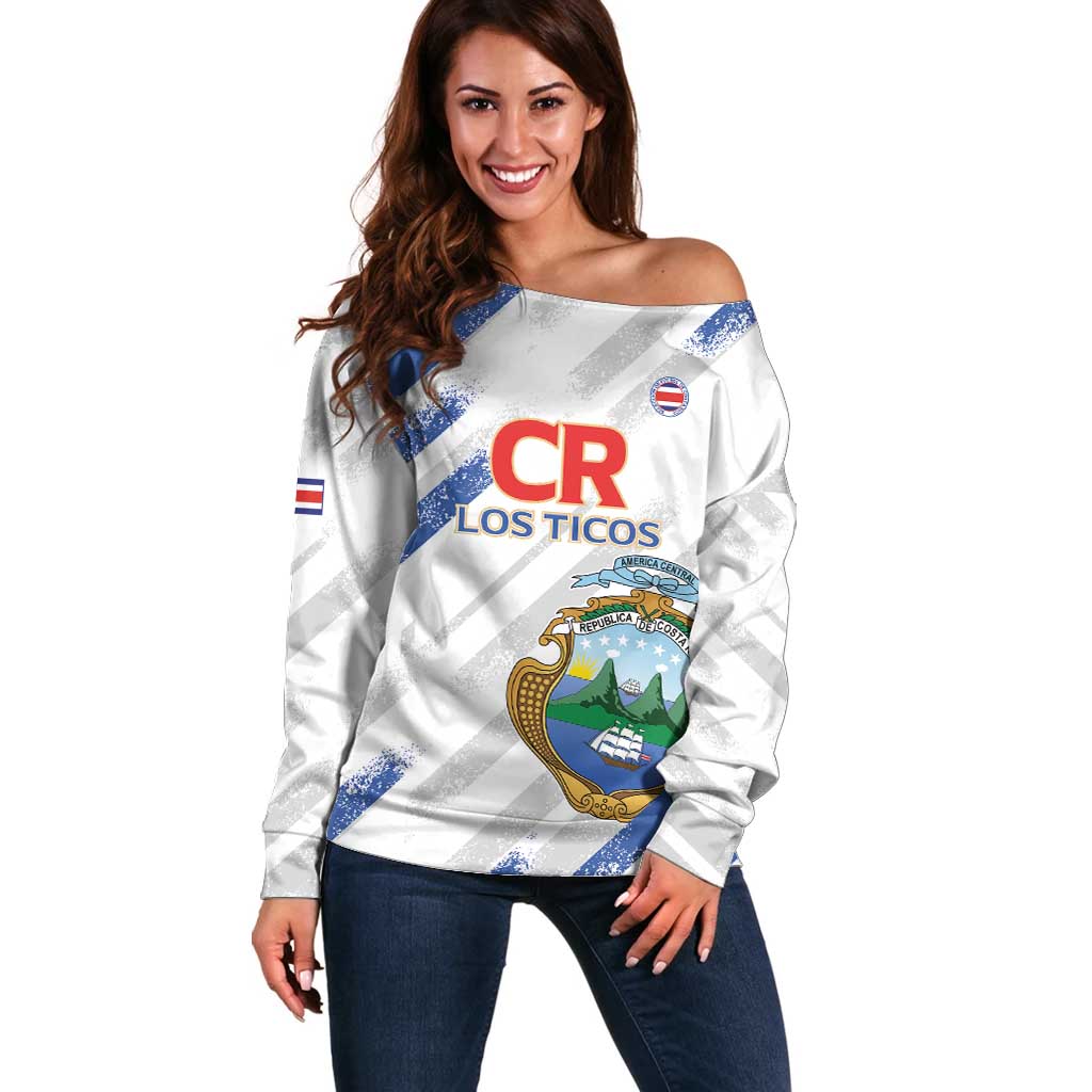 Custom Costa Rica Football Off Shoulder Sweater Go Champions Los Ticos