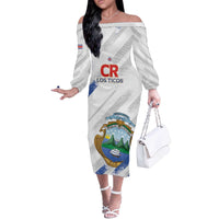 Custom Costa Rica Football Off The Shoulder Long Sleeve Dress Go Champions Los Ticos