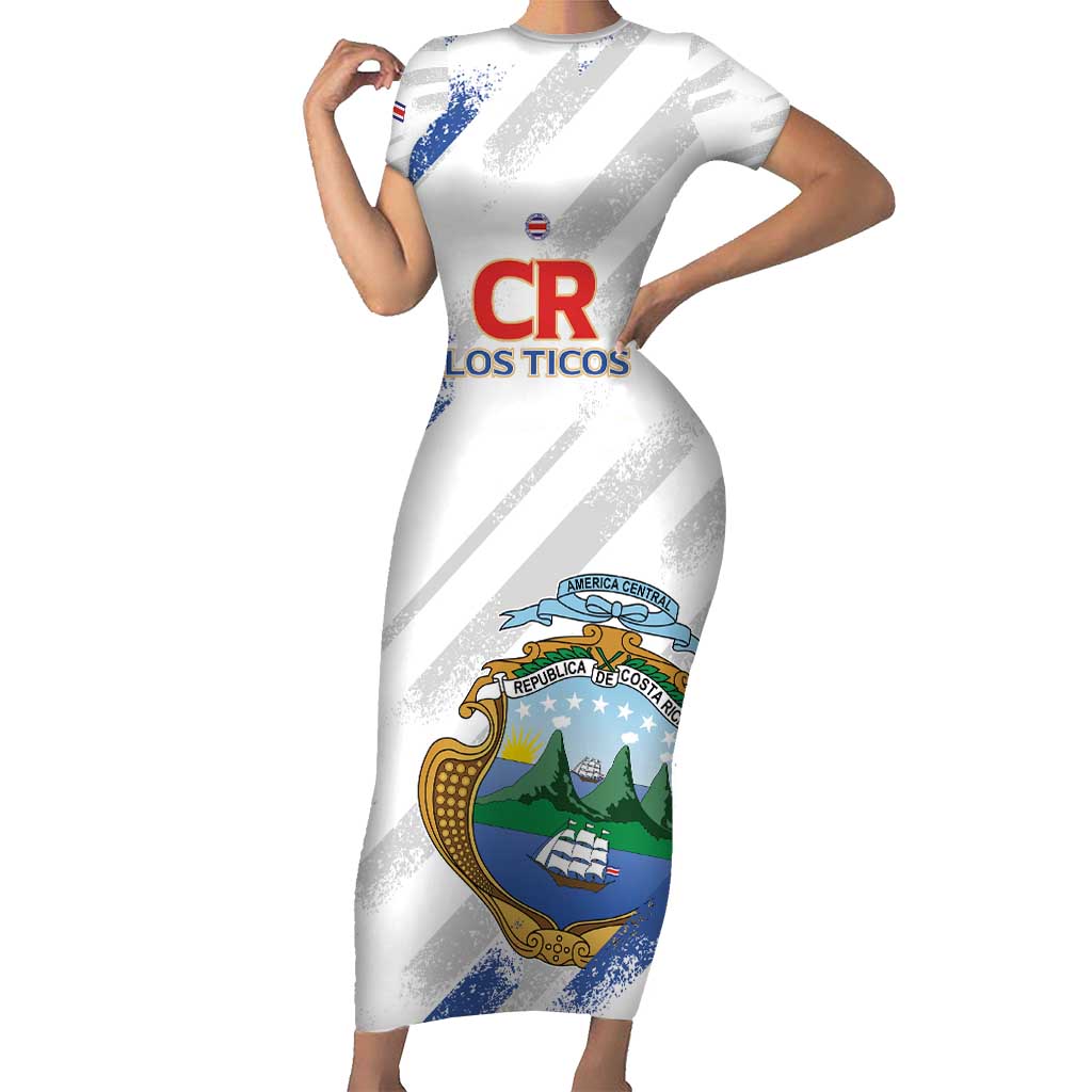 Custom Costa Rica Football Short Sleeve Bodycon Dress Go Champions Los Ticos