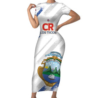 Custom Costa Rica Football Short Sleeve Bodycon Dress Go Champions Los Ticos