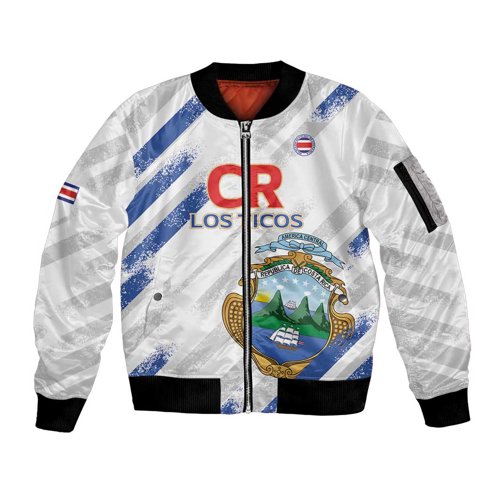 Custom Costa Rica Football Sleeve Zip Bomber Jacket Go Champions Los Ticos