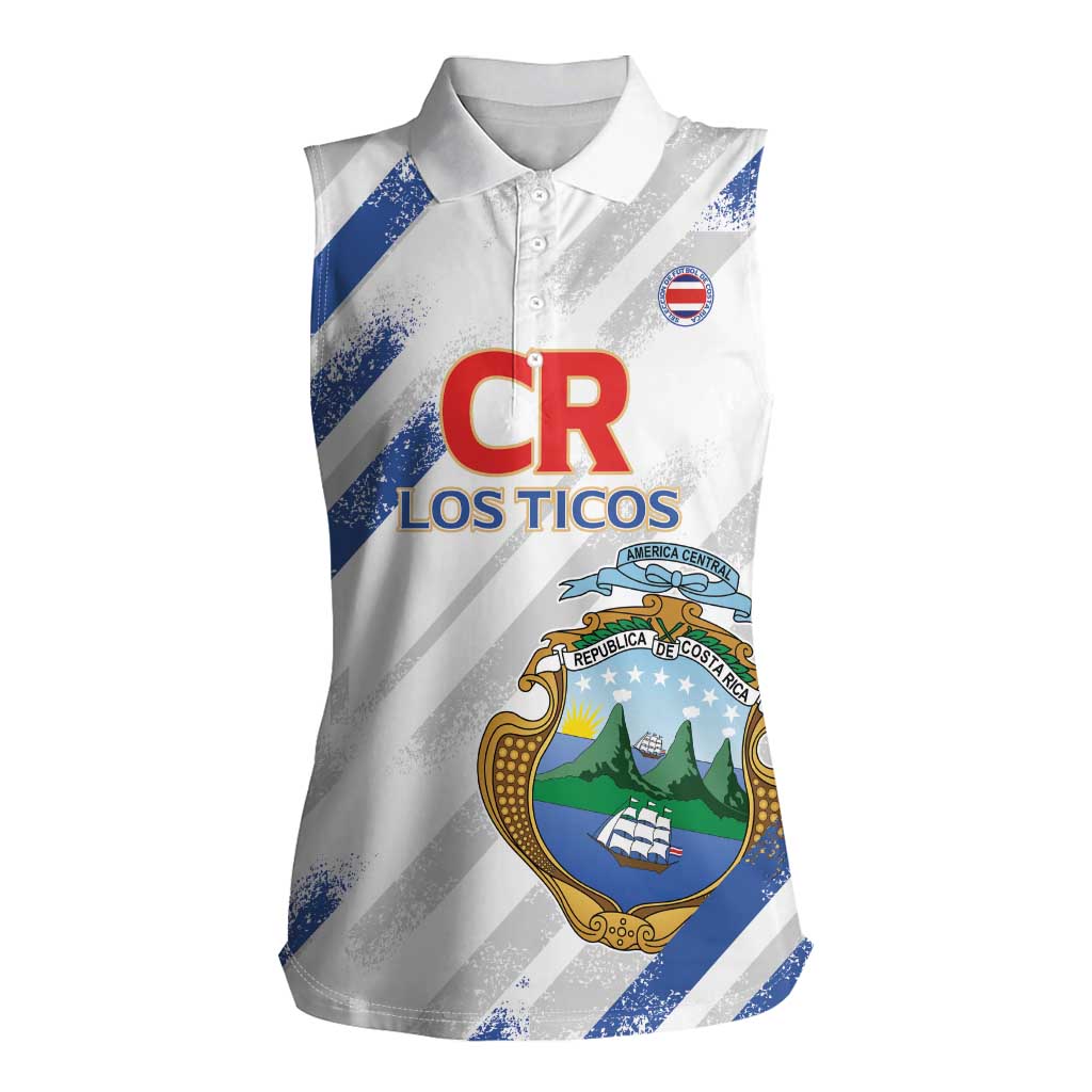Custom Costa Rica Football Women Sleeveless Polo Shirt Go Champions Los Ticos
