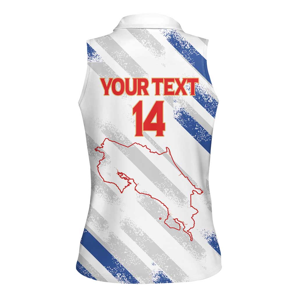 Custom Costa Rica Football Women Sleeveless Polo Shirt Go Champions Los Ticos