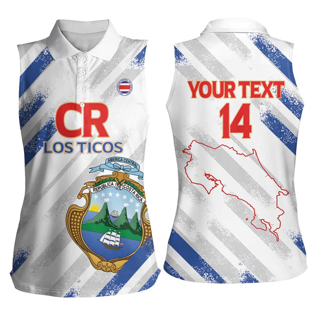 Custom Costa Rica Football Women Sleeveless Polo Shirt Go Champions Los Ticos