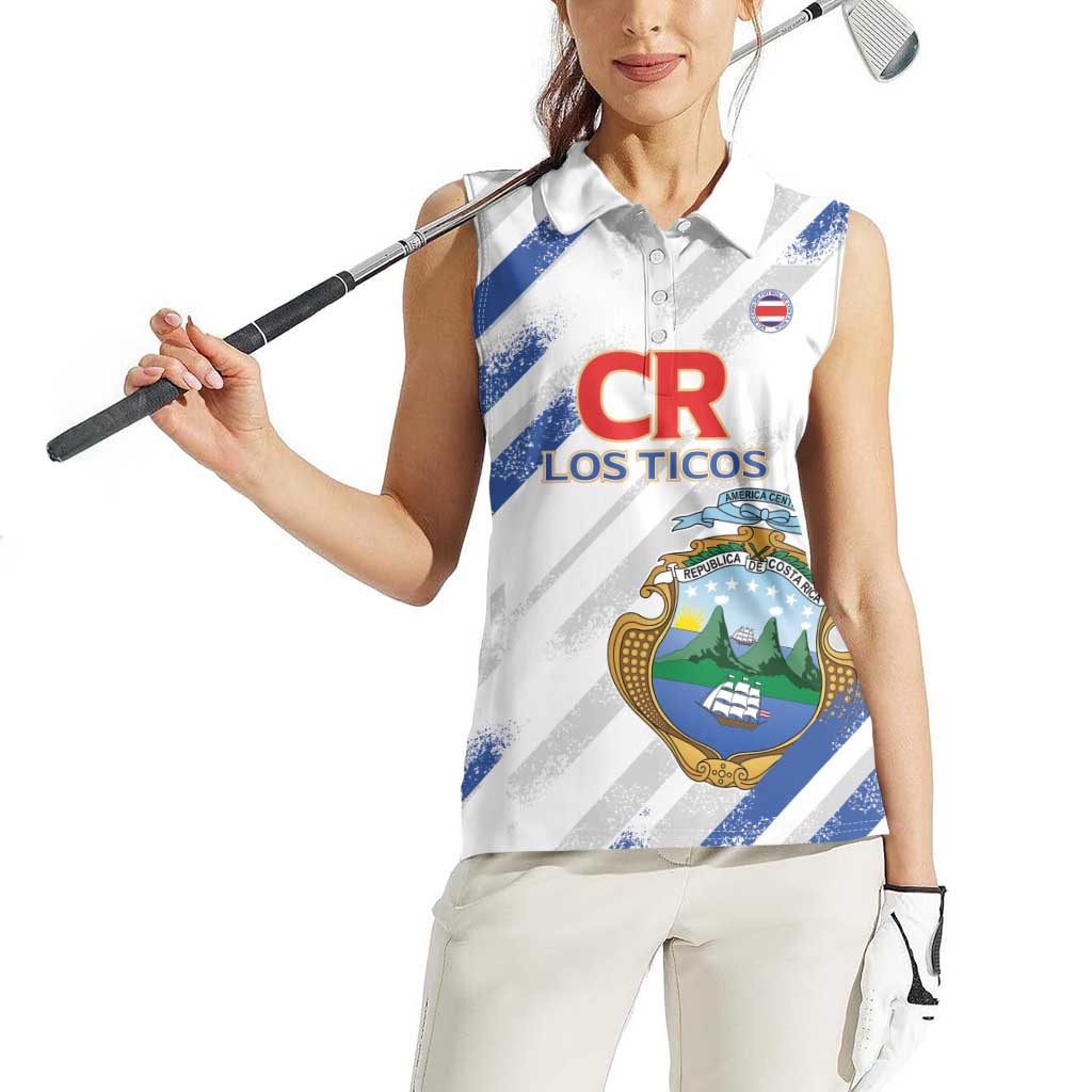 Custom Costa Rica Football Women Sleeveless Polo Shirt Go Champions Los Ticos