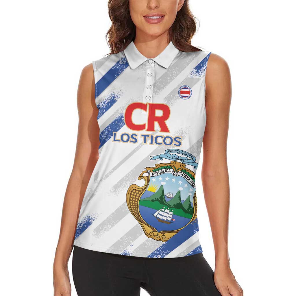 Custom Costa Rica Football Women Sleeveless Polo Shirt Go Champions Los Ticos