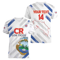 Custom Costa Rica Football Women V-Neck T-Shirt Go Champions Los Ticos