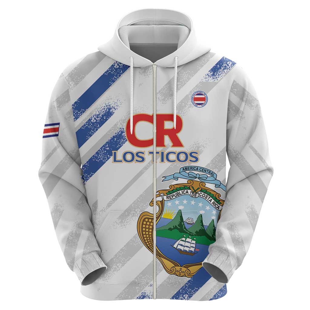 Custom Costa Rica Football Zip Hoodie Go Champions Los Ticos