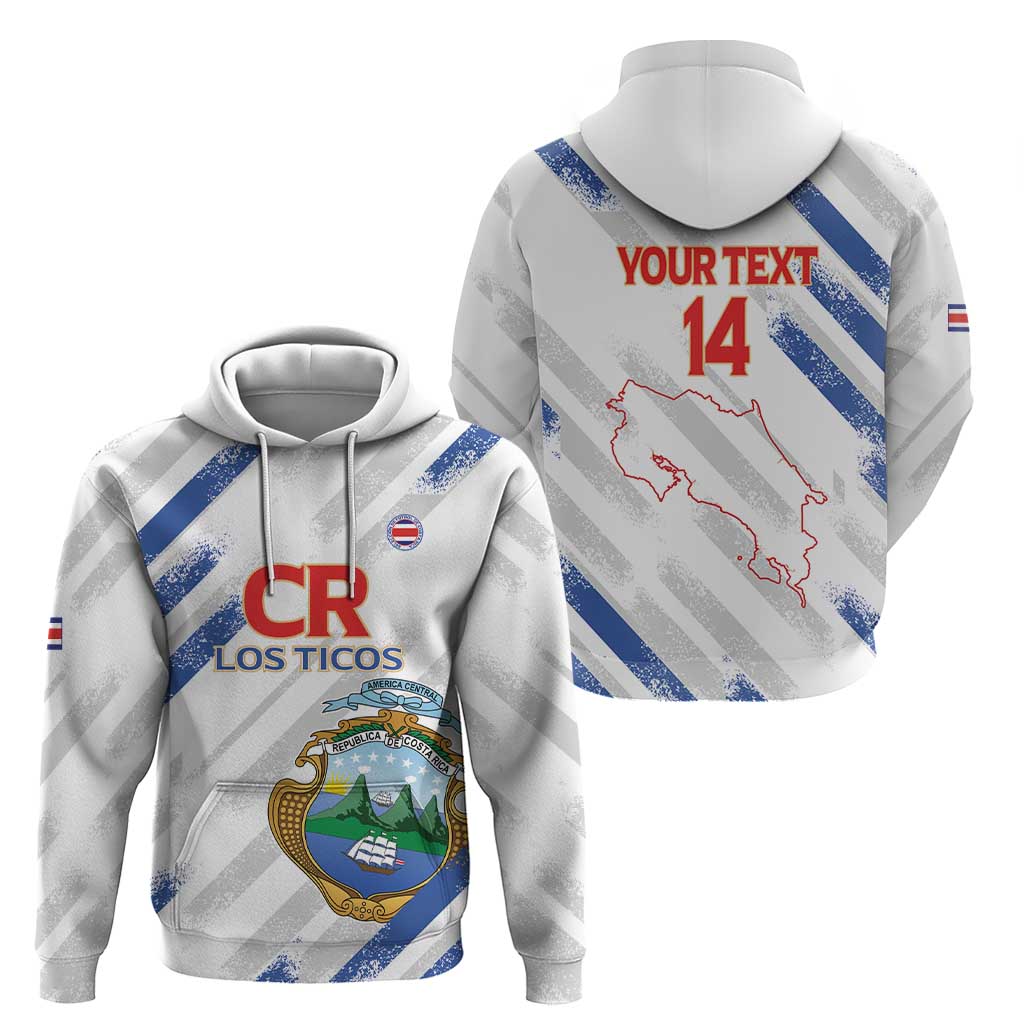 Custom Costa Rica Football Zip Hoodie Go Champions Los Ticos