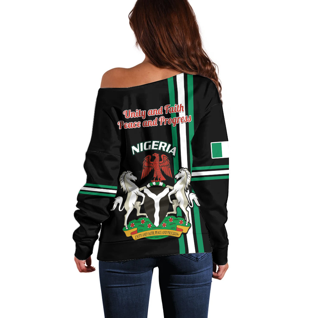 Nigeria Off Shoulder Sweater Nigeria Coat Of Arms Simple Style - Wonder Print Shop