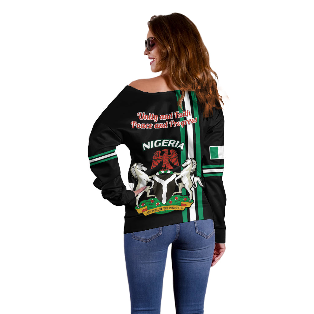 Nigeria Off Shoulder Sweater Nigeria Coat Of Arms Simple Style - Wonder Print Shop