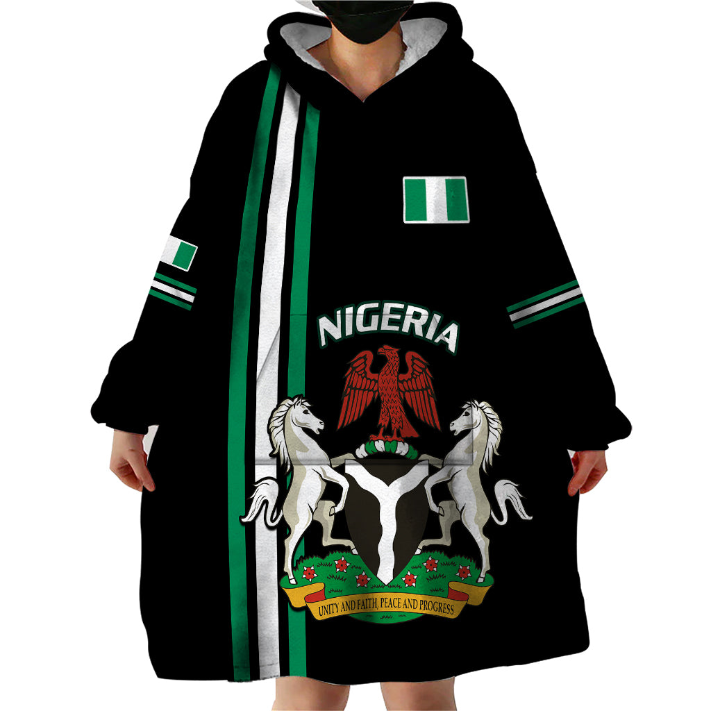 Nigeria Wearable Blanket Hoodie Nigeria Coat Of Arms Simple Style - Wonder Print Shop