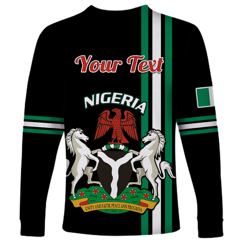 Personalised Nigeria Long Sleeve Shirt Nigeria Coat Of Arms Simple Style - Wonder Print Shop