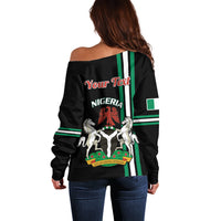 Personalised Nigeria Off Shoulder Sweater Nigeria Coat Of Arms Simple Style - Wonder Print Shop