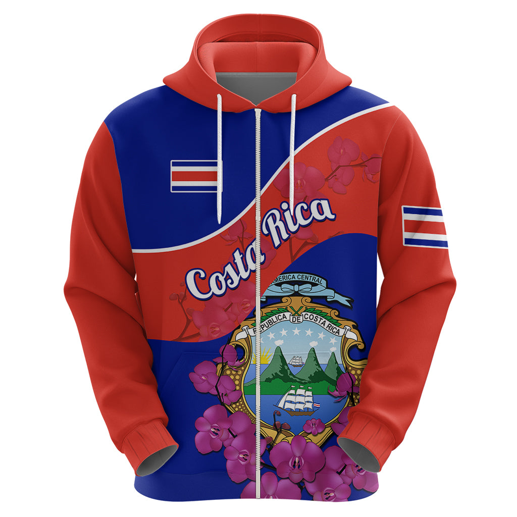 Personalised Costa Rica Hoodie Coat Of Arms Mix Purple Orchid - Wonder Print Shop