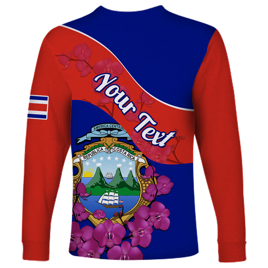 Personalised Costa Rica Long Sleeve Shirt Coat Of Arms Mix Purple Orchid - Wonder Print Shop