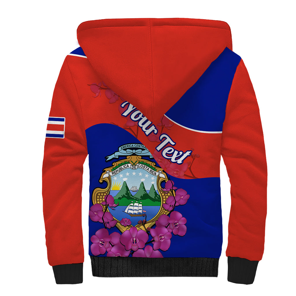 Personalised Costa Rica Sherpa Hoodie Coat Of Arms Mix Purple Orchid - Wonder Print Shop