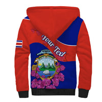 Personalised Costa Rica Sherpa Hoodie Coat Of Arms Mix Purple Orchid - Wonder Print Shop