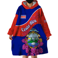 Personalised Costa Rica Wearable Blanket Hoodie Coat Of Arms Mix Purple Orchid - Wonder Print Shop