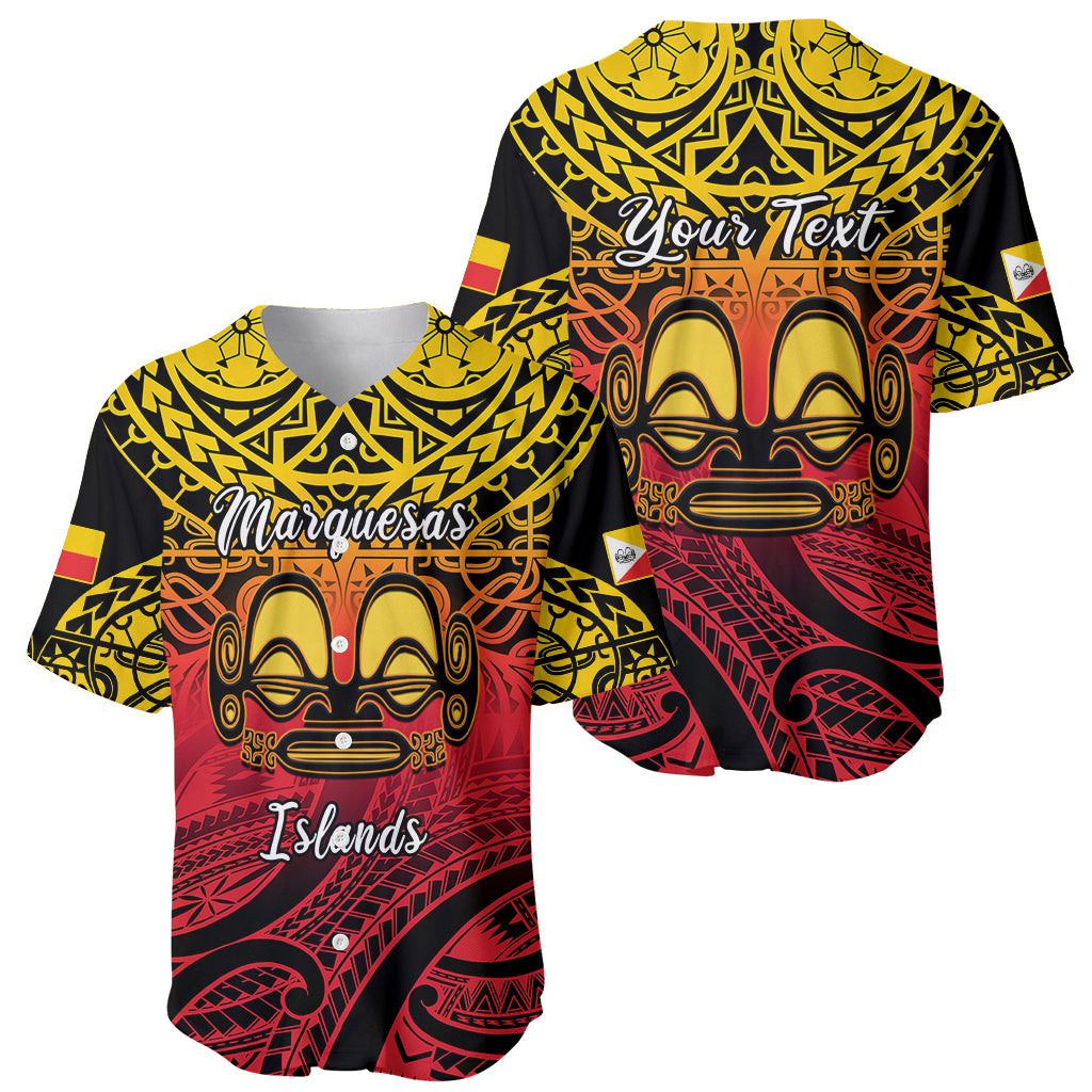 Personalised Marquesas Islands Baseball Jersey Tiki Polynesian Marquesan Pattern - Wonder Print Shop