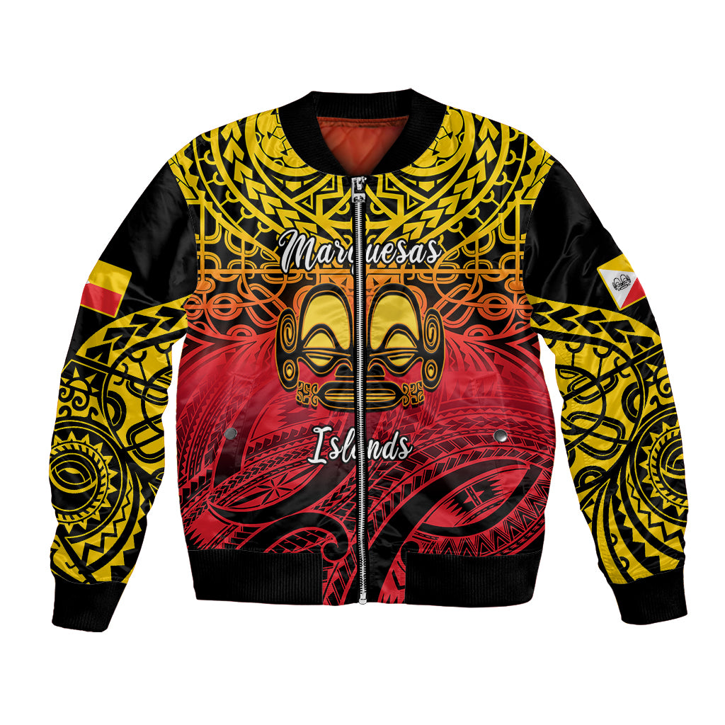 Personalised Marquesas Islands Bomber Jacket Tiki Polynesian Marquesan Pattern - Wonder Print Shop