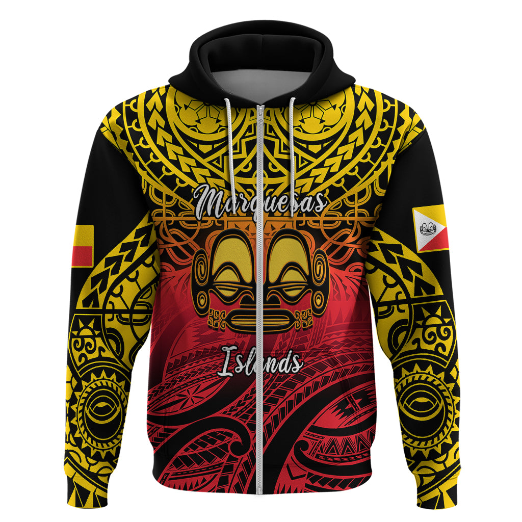 Personalised Marquesas Islands Hoodie Tiki Polynesian Marquesan Pattern - Wonder Print Shop