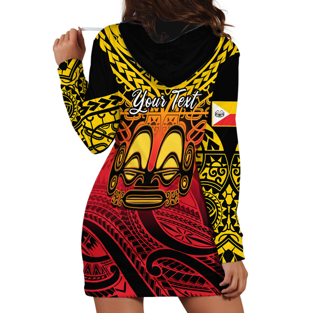 Personalised Marquesas Islands Hoodie Dress Tiki Polynesian Marquesan Pattern - Wonder Print Shop