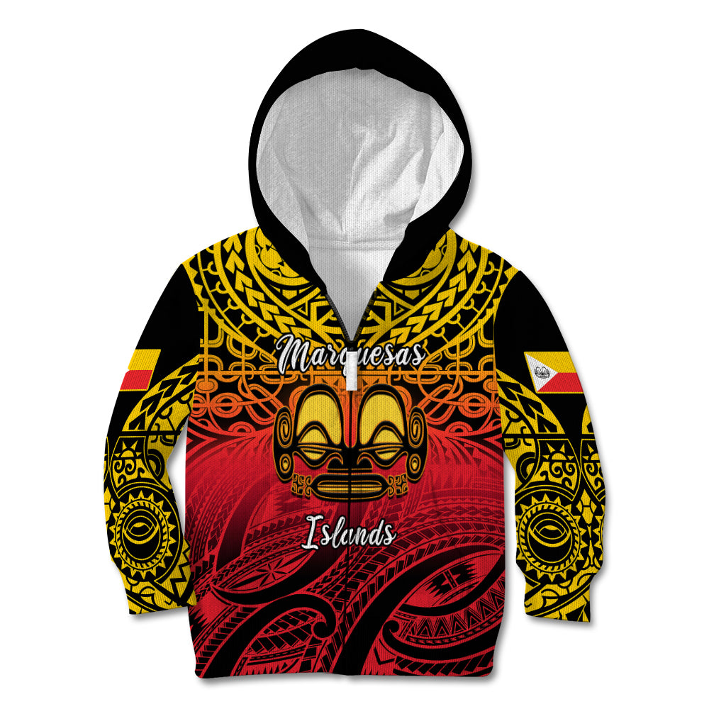 Personalised Marquesas Islands Kid Hoodie Tiki Polynesian Marquesan Pattern - Wonder Print Shop
