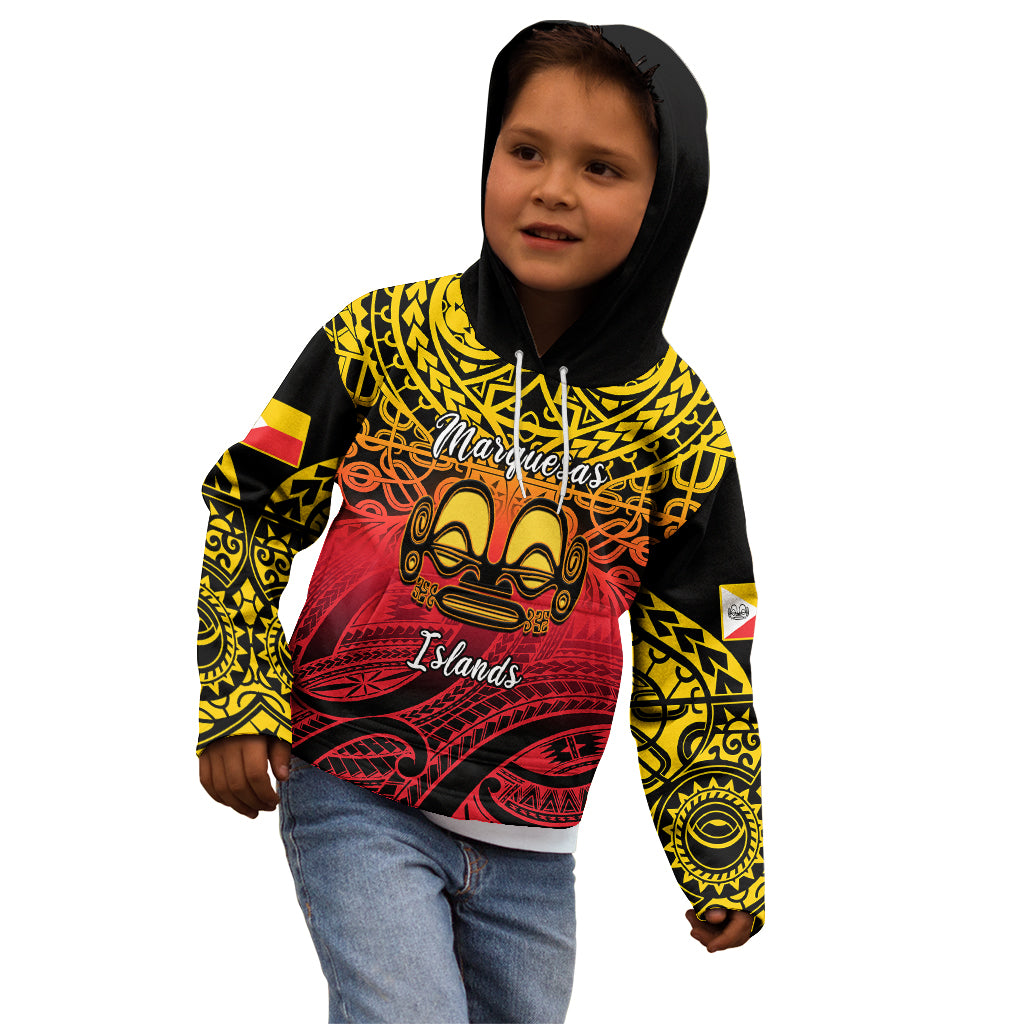 Personalised Marquesas Islands Kid Hoodie Tiki Polynesian Marquesan Pattern - Wonder Print Shop