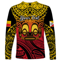Personalised Marquesas Islands Long Sleeve Shirt Tiki Polynesian Marquesan Pattern - Wonder Print Shop