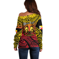 Personalised Marquesas Islands Off Shoulder Sweater Tiki Polynesian Marquesan Pattern - Wonder Print Shop