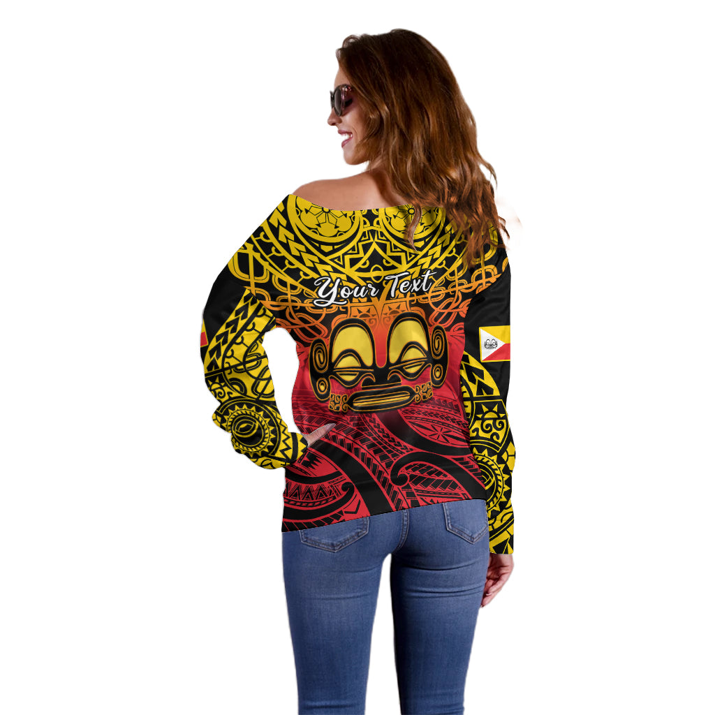 Personalised Marquesas Islands Off Shoulder Sweater Tiki Polynesian Marquesan Pattern - Wonder Print Shop
