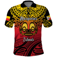 Personalised Marquesas Islands Polo Shirt Tiki Polynesian Marquesan Pattern - Wonder Print Shop