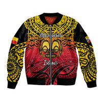 Personalised Marquesas Islands Sleeve Zip Bomber Jacket Tiki Polynesian Marquesan Pattern - Wonder Print Shop