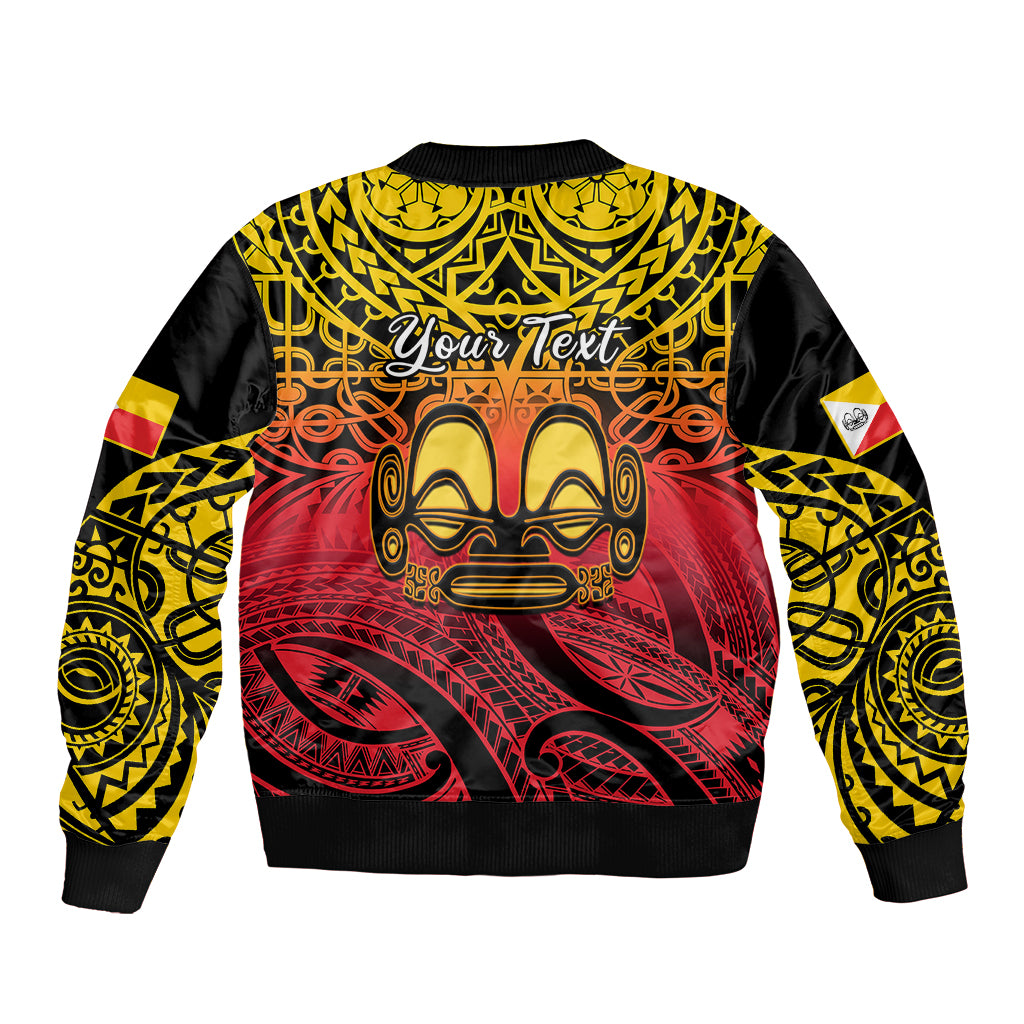 Personalised Marquesas Islands Sleeve Zip Bomber Jacket Tiki Polynesian Marquesan Pattern - Wonder Print Shop