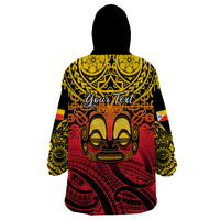 Personalised Marquesas Islands Wearable Blanket Hoodie Tiki Polynesian Marquesan Pattern - Wonder Print Shop