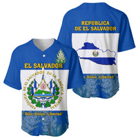 El Salvador Baseball Jersey Coat Of Arms Mix Flor De Izote - Wonder Print Shop