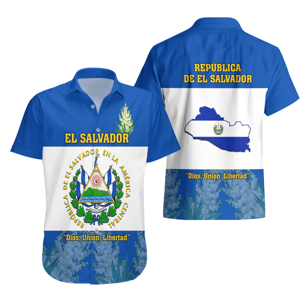 El Salvador Hawaiian Shirt Coat Of Arms Mix Flor De Izote - Wonder Print Shop